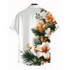 Hawaiian Couple Outfit Hibiscus Floral Tropical Leaf Print Ruched Bust Dress and Shirt Set - Blanc S | US 4