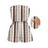 Casual Couple Outfit Geometric Ethnic Print Pocket Off the Shoulder Romper and Shirt Set - Brun S | US 4