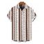 Chemise décontractée pour homme à imprimé ethnique géométrique, boutonnée - Brun L