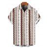 Men's Casual Shirt Geometric Ethnic Print Button Up Shirt - BROWN 2XL