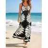 Vacation Jumpsuit Leaf Silhouette Print Twisted Wide Leg Jumpsuit - BLACK XXL | US 12