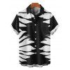 Vacation Couple Outfit Tropical Leaf Silhouette Print Twisted Wide Leg Jumpsuit and Shirt Set - Noir S | US 4