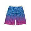 Men's Hawaiian Vacation Beach Shorts Ombre Leopard Print Pocket Drawstring Board Shorts - Rose Vif 5XL