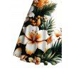 Hawaiian Dress Hibiscus Floral Tropical Leaf Print Ruched Bust Mini Vacation Dress - Blanc XXXXXL | US 20
