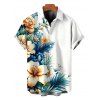 Men's Hawaiian Vacation Shirt Hibiscus Floral Tropical Leaf Print Button Up Shirt - Blanc 3XL