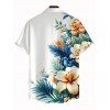 Men's Hawaiian Vacation Shirt Hibiscus Floral Tropical Leaf Print Button Up Shirt - Blanc 3XL