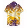 Men's Hawaiian Vacation Shirt Tropical Palm Leaf Print Ombre Button Up Shirt - Brun Doré 5XL