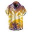 Men's Hawaiian Vacation Shirt Tropical Palm Leaf Print Ombre Button Up Shirt - Brun Doré 5XL