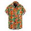 Men's Hawaiian Vacation Shirt Watercolor Tropical Hibiscus Floral Leaf Print Button Up Shirt - Orange 5XL