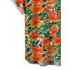Men's Hawaiian Vacation Shirt Watercolor Tropical Hibiscus Floral Leaf Print Button Up Shirt - Orange 5XL