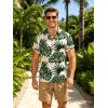 Beach Vacation Outfit Tropical Monstera Palm Leaf Print and Solid Color Drawstrings Shorts Set - PLANT GREEN S | US 4