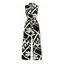 Combinaison de vacances vintage à imprimé géométrique monochrome de feuilles et col en V noué - Noir S | US 4