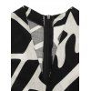 Combinaison de vacances vintage à imprimé géométrique monochrome de feuilles et col en V noué - Noir L | US 8-10