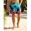 Men's Vacation Beach Shorts Ombre Tropical Coconut Tree Seagull Print Pocket Drawstring Board Shorts - Bleu Toile de Jean XL