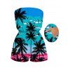 Beach Vacation Romper Ombre Tropical Coconut Tree Seagull Print Pocket Off the Shoulder Romper - Bleu Toile de Jean XXL | US 14