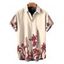 Men's Vintage Vacation Shirt Floral Leaf Silhouette Print Button Up Shirt - Champagne 5XL
