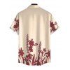 Men's Vintage Vacation Shirt Floral Leaf Silhouette Print Button Up Shirt - Champagne 5XL