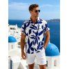 Chemise de vacances pour homme à motif de feuilles - Bleu 5XL
