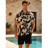 Chemise de vacances pour homme à motif de feuilles - Noir 3XL