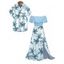 Vacation Couple Outfit Colorblock Coconut Tree Print Flounce Smocked Slit Dress and Shirt Set - Rose S | US 4