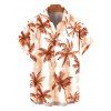 Men's Vacation Shirt Tropical Coconut Tree Print Button Up Shirt - Orange S
