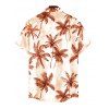 Men's Vacation Shirt Tropical Coconut Tree Print Button Up Shirt - Orange S
