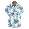 Men's Vacation Shirt Tropical Coconut Tree Print Button Up Shirt - Bleu clair L