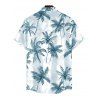 Men's Vacation Shirt Tropical Coconut Tree Print Button Up Shirt - Bleu clair L