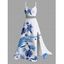 Hawaiian Vacation Dress Tropical Flower Monstera Leaf Print Lace Hollow Out Slit Dress - Rose Vif XXXL | US 16