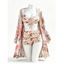 3 Pcs Hawaiian Vacation Bikini Swimsuit Tropical Flower Print Cinched Boyshorts Sheer Cover-up Beach Swimwear Set - Rose clair XXL | US 12