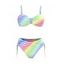 Hawaiian Vacation Bikini Swimsuit Rainbow Striped Print Ruched Cinched Briefs Beach Swimwear Set - multicolor A XXL | US 12