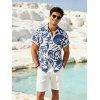 Men's Vacation Shirt Botanical Leaf Scroll Silhouette Print Button Up Shirt - Bleu clair 4XL