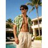 Men's Vacation Shirt Botanical Leaf Scroll Silhouette Print Button Up Shirt - Vert XL