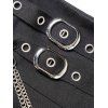 Mini Jupe Ligne A Gothique Superposée Zippée en Couleur Unie avec Chaîne et Œillet - Noir L