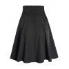 Mini Jupe Ligne A Gothique Superposée Zippée en Couleur Unie avec Chaîne et Œillet - Noir XXL