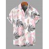 Vacation Couple Outfit Tropical Monstera Leaf Print Flounce Off the Shoulder Smocked Slit Dress and Shirt Set - Rose S | US 4