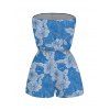Hawaiian Vacation Couple Outfit Hibiscus Floral Leaf Print Pocket Off the Shoulder Romper and Shirt Set - Bleu Toile de Jean S | US 4