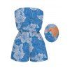 Hawaiian Vacation Couple Outfit Hibiscus Floral Leaf Print Pocket Off the Shoulder Romper and Shirt Set - Bleu Toile de Jean S | US 4