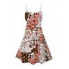 Hawaiian Vintage Couple Outfit Allover Ditsy Floral Leaf Print Spaghetti Strap Mini Dress and Shirt Set - Brun S | US 4