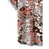 Hawaiian Vintage Couple Outfit Allover Ditsy Floral Leaf Print Spaghetti Strap Mini Dress and Shirt Set - Brun S | US 4