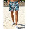 Men's Hawaiian Vacation Beach Shorts Tropical Palm Leaf Print Pocket Drawstring Board Shorts - Rose L