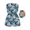 Hawaiian Vacation Romper Allover Tropical Palm Leaf Print Pocket Off the Shoulder Romper - Rose L | US 8-10