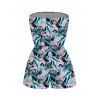 Hawaiian Vacation Romper Allover Tropical Palm Leaf Print Pocket Off the Shoulder Romper - Rose XL | US 12