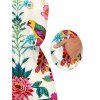 Vacation Romper Vintage Floral Leaf Peacock Ethnic Print Pocket Off the Shoulder Romper - Beige S | US 4
