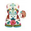 Vacation Romper Vintage Floral Leaf Peacock Ethnic Print Pocket Off the Shoulder Romper - Beige XXL | US 14