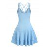 Vacation Couple Outfit Solid Color Textured Twisted Ruched Bust Layered Flounce Dress and Textured Shirt Set - Bleu clair S | US 4