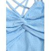 Vacation Couple Outfit Solid Color Textured Twisted Ruched Bust Layered Flounce Dress and Textured Shirt Set - Bleu clair S | US 4