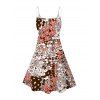 Hawaiian Vintage Dress Allover Ditsy Floral Leaf Print Spaghetti Strap Mini Dress - Brun S | US 4