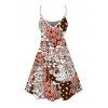 Hawaiian Vintage Dress Allover Ditsy Floral Leaf Print Spaghetti Strap Mini Dress - Brun L | US 8-10