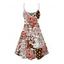 Hawaiian Vintage Dress Allover Ditsy Floral Leaf Print Spaghetti Strap Mini Dress - Brun XXXL | US 16